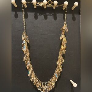 Catherine Popesco NWT Gold Crystal Necklace Eiffel Tower Detail, Chain 28 inches